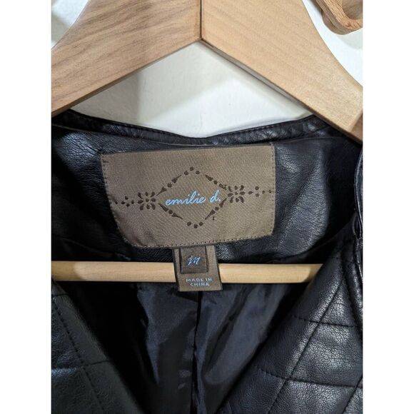Emilie D. Quilted Moto Style Faux Leather Jacket - Size M - Picture 5 of 11